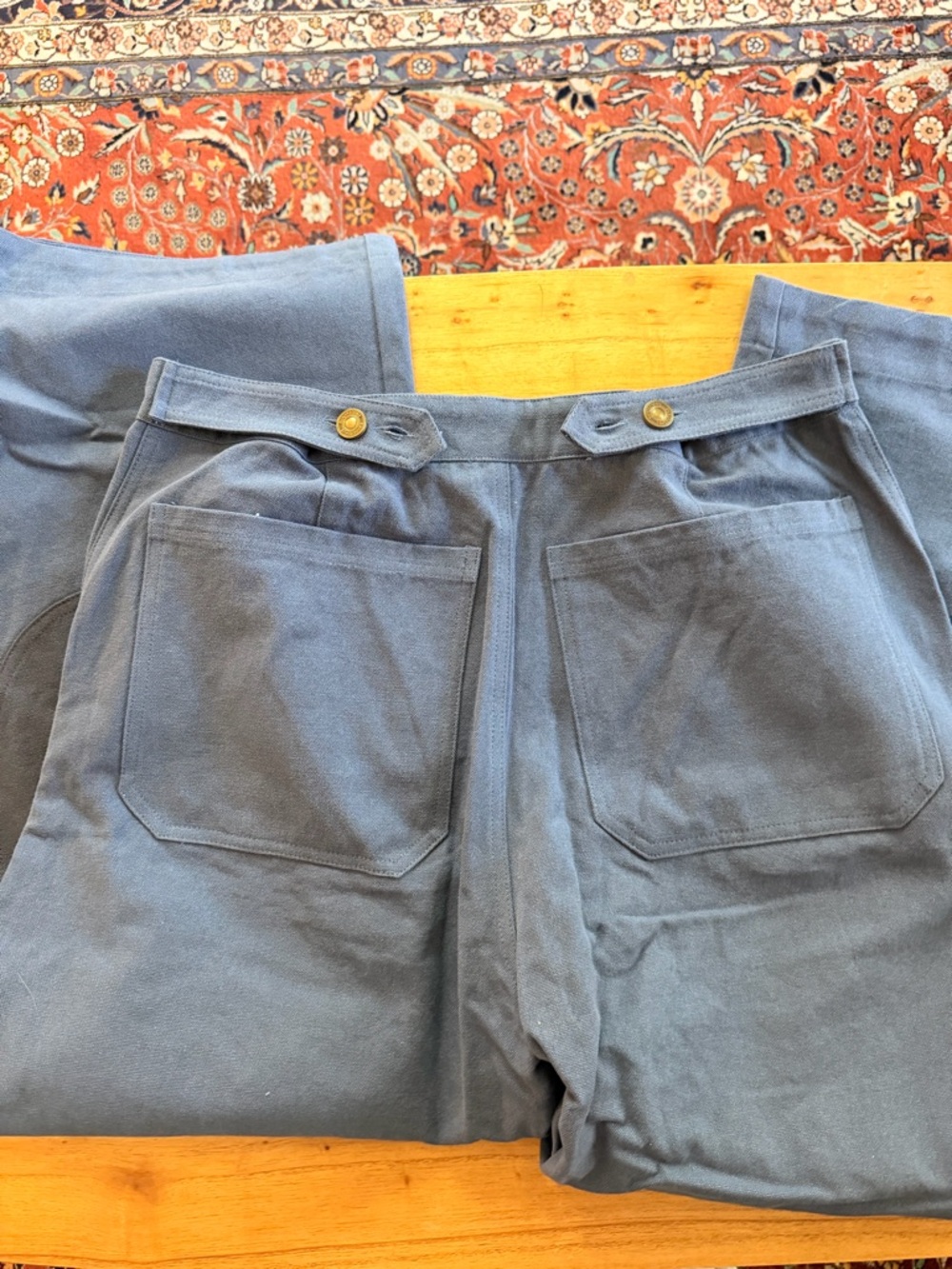 Women's barrel Leg pants with Knee Patches - Blue - Picture 5 of 6